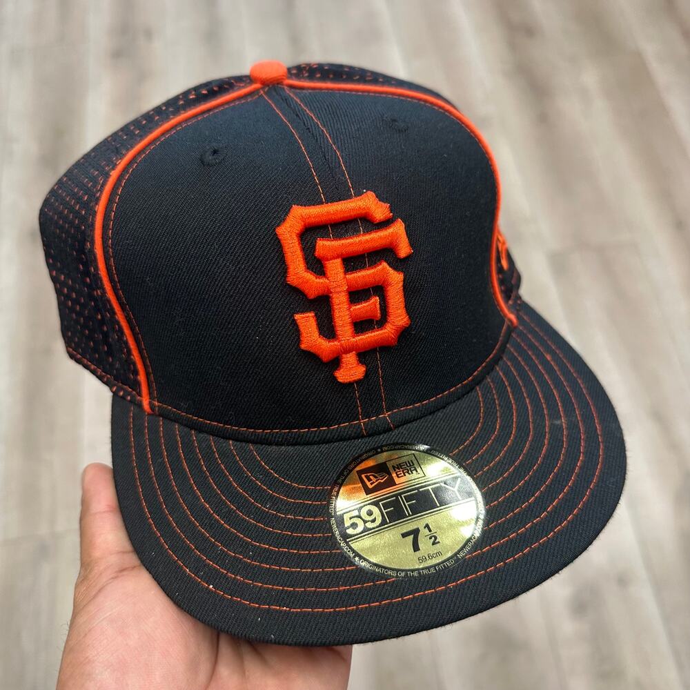 San Francisco SF Giants CONTRAST BP-MESH Black Fitted Hat New Era sz 7 1/2 B25